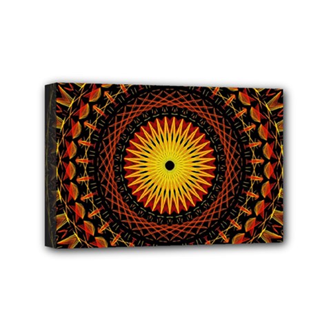 Mandala Psychedelic Neon Mini Canvas 6  X 4  by Celenk