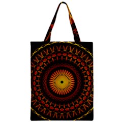 Mandala Psychedelic Neon Zipper Classic Tote Bag by Celenk