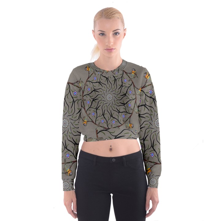 Bird Mandala Spirit Meditation Cropped Sweatshirt