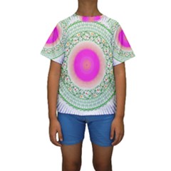 Flower Abstract Floral Kids  Short Sleeve Swimwear by Celenk