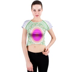 Flower Abstract Floral Crew Neck Crop Top by Celenk