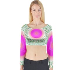 Flower Abstract Floral Long Sleeve Crop Top by Celenk