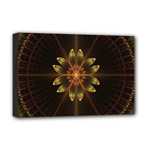 Fractal Floral Mandala Abstract Deluxe Canvas 18  X 12   by Celenk