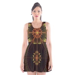 Fractal Floral Mandala Abstract Scoop Neck Skater Dress by Celenk