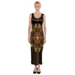 Fractal Floral Mandala Abstract Fitted Maxi Dress by Celenk