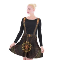 Fractal Floral Mandala Abstract Suspender Skater Skirt by Celenk