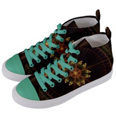 Fractal Floral Mandala Abstract Women s Mid-top Canvas Sneakers