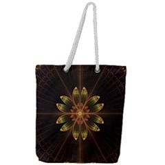 Fractal Floral Mandala Abstract Full Print Rope Handle Tote (large)