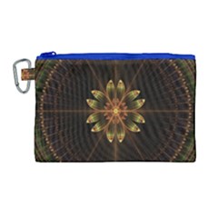 Fractal Floral Mandala Abstract Canvas Cosmetic Bag (large)