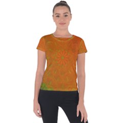 Background Paper Vintage Orange Short Sleeve Sports Top 