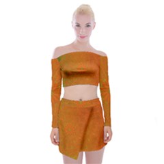 Background Paper Vintage Orange Off Shoulder Top With Mini Skirt Set