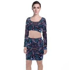 Art Artwork Fractal Digital Art Long Sleeve Crop Top & Bodycon Skirt Set by Celenk