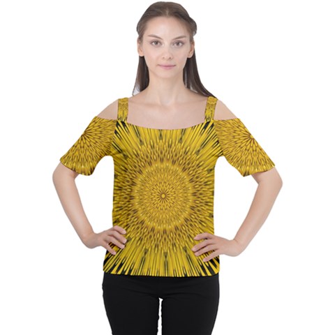 Pattern Petals Pipes Plants Cutout Shoulder Tee by Celenk