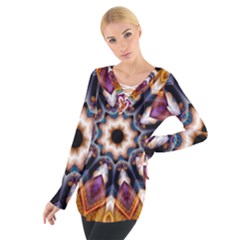 Kaleidoscope Pattern Kaleydograf Tie Up Tee by Celenk