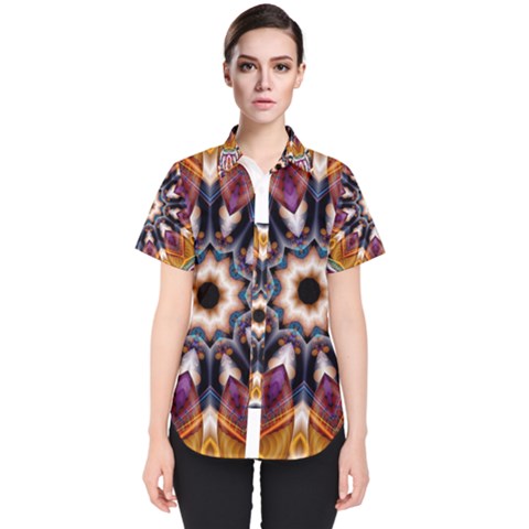 Kaleidoscope Pattern Kaleydograf Women s Short Sleeve Shirt by Celenk