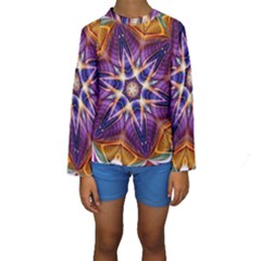 Kaleidoscope Pattern Kaleydograf Kids  Long Sleeve Swimwear by Celenk