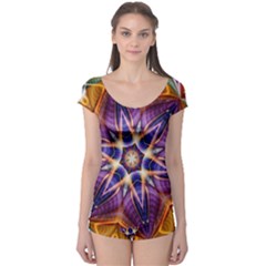 Kaleidoscope Pattern Kaleydograf Boyleg Leotard  by Celenk