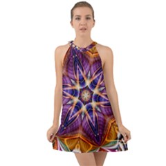 Kaleidoscope Pattern Kaleydograf Halter Tie Back Chiffon Dress