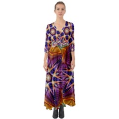 Kaleidoscope Pattern Kaleydograf Button Up Boho Maxi Dress