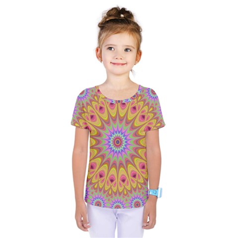 Geometric Flower Oriental Ornament Kids  One Piece Tee by Celenk