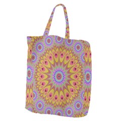 Geometric Flower Oriental Ornament Giant Grocery Zipper Tote