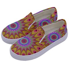 Geometric Flower Oriental Ornament Kids  Canvas Slip Ons