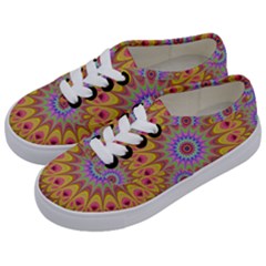 Geometric Flower Oriental Ornament Kids  Classic Low Top Sneakers by Celenk