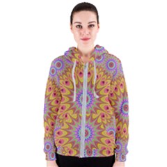 Geometric Flower Oriental Ornament Women s Zipper Hoodie by Celenk