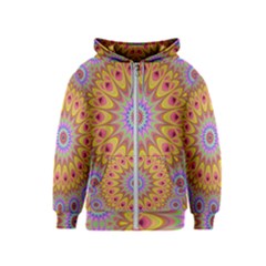 Geometric Flower Oriental Ornament Kids  Zipper Hoodie by Celenk