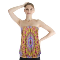 Geometric Flower Oriental Ornament Strapless Top by Celenk