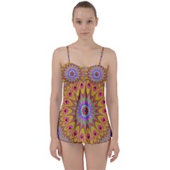 Geometric Flower Oriental Ornament Babydoll Tankini Set by Celenk