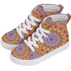 Geometric Flower Oriental Ornament Kid s Hi-top Skate Sneakers by Celenk