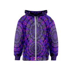 Purple Kaleidoscope Mandala Pattern Kids  Zipper Hoodie by Celenk