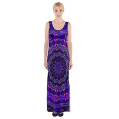 Purple Kaleidoscope Mandala Pattern Maxi Thigh Split Dress by Celenk