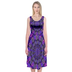 Purple Kaleidoscope Mandala Pattern Midi Sleeveless Dress