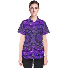 Purple Kaleidoscope Mandala Pattern Women s Short Sleeve Shirt