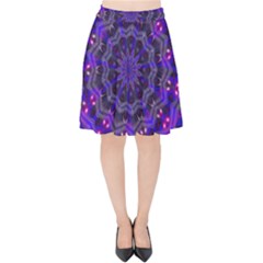 Purple Kaleidoscope Mandala Pattern Velvet High Waist Skirt