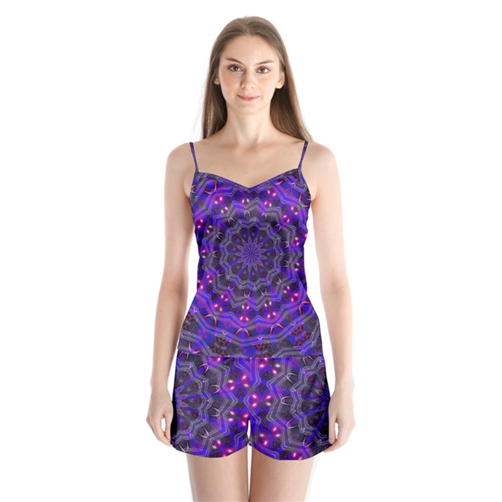 Purple Kaleidoscope Mandala Pattern Satin Pajamas Set