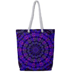 Purple Kaleidoscope Mandala Pattern Full Print Rope Handle Tote (small)