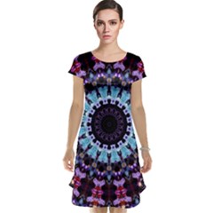 Kaleidoscope Shape Abstract Design Cap Sleeve Nightdress by Celenk