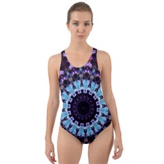 Kaleidoscope Shape Abstract Design Cut-out Back One Piece Swimsuit