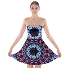 Kaleidoscope Shape Abstract Design Strapless Bra Top Dress by Celenk