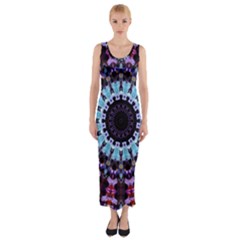 Kaleidoscope Shape Abstract Design Fitted Maxi Dress by Celenk