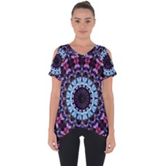 Kaleidoscope Shape Abstract Design Cut Out Side Drop Tee by Celenk