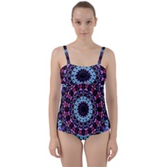 Kaleidoscope Shape Abstract Design Twist Front Tankini Set by Celenk