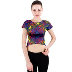 Kaleidoscope Pattern Ornament Crew Neck Crop Top by Celenk