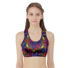 Kaleidoscope Pattern Ornament Sports Bra With Border by Celenk