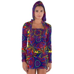 Kaleidoscope Pattern Ornament Long Sleeve Hooded T-shirt by Celenk