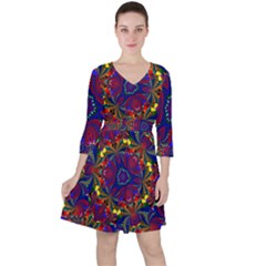 Kaleidoscope Pattern Ornament Ruffle Dress by Celenk