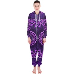 Mandala Purple Mandalas Balance Hooded Jumpsuit (ladies)  by Celenk